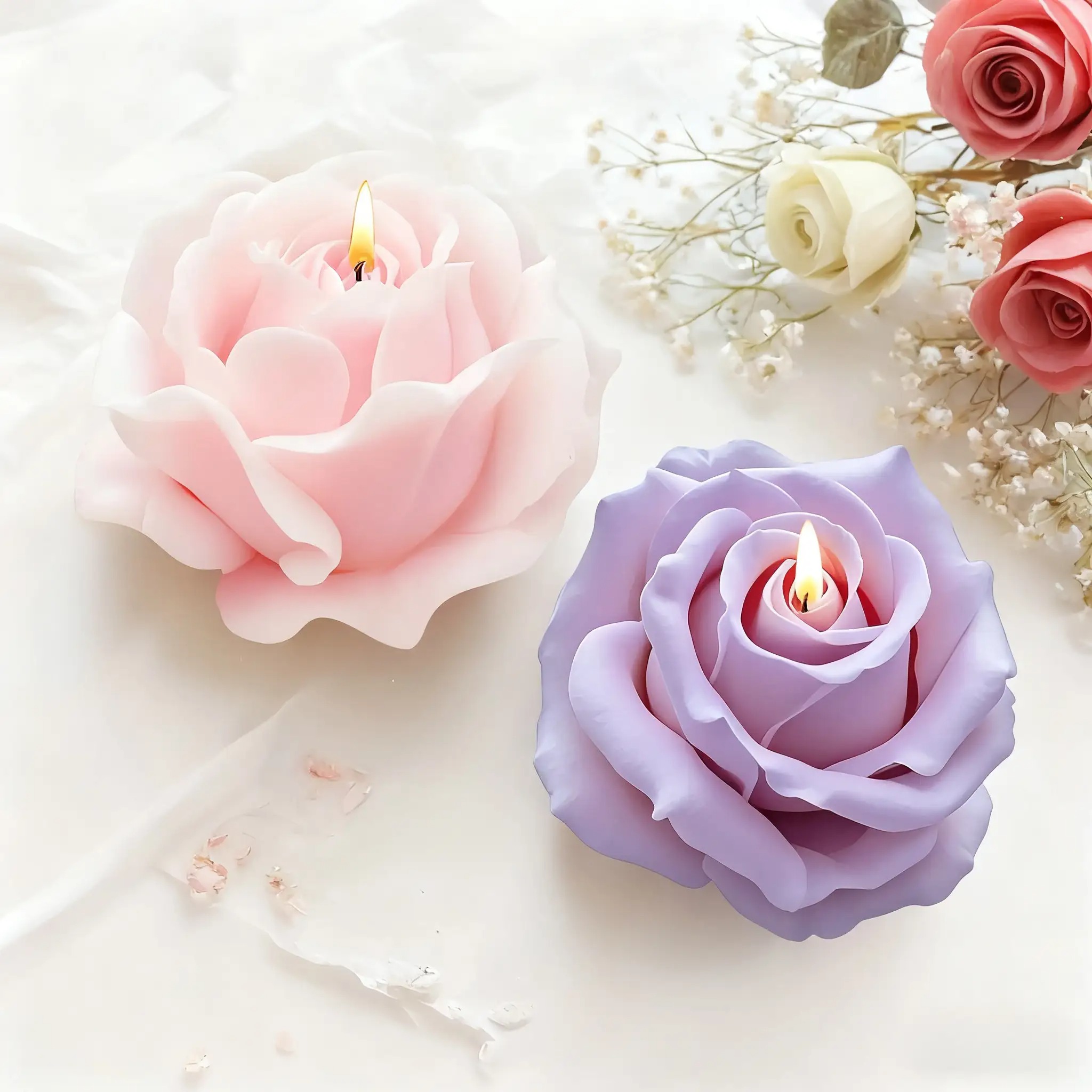 2-Piece Romantic 3D Rose Silic - đánh giá và giá Candle Making Essentials