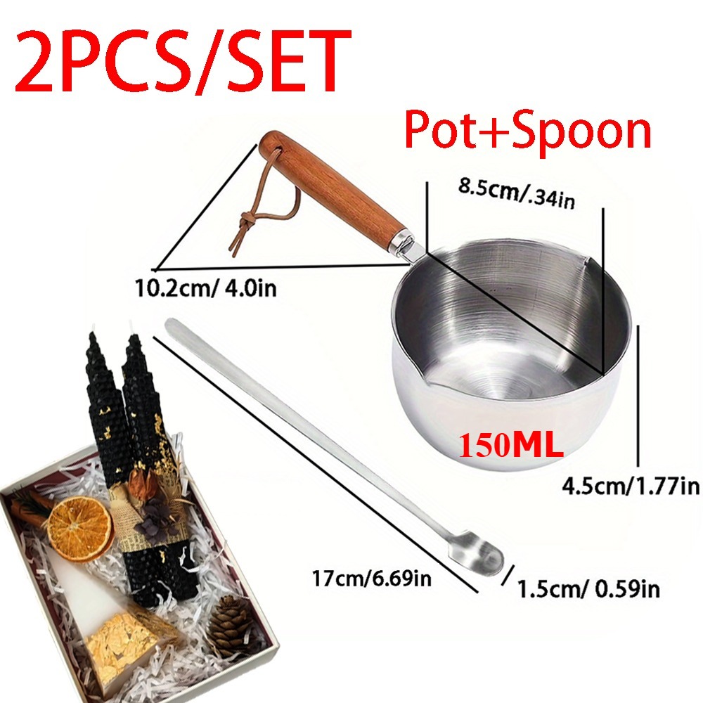 2PCS/SET Wood Handle Wax Melti - đánh giá và giá Candle Making Jug