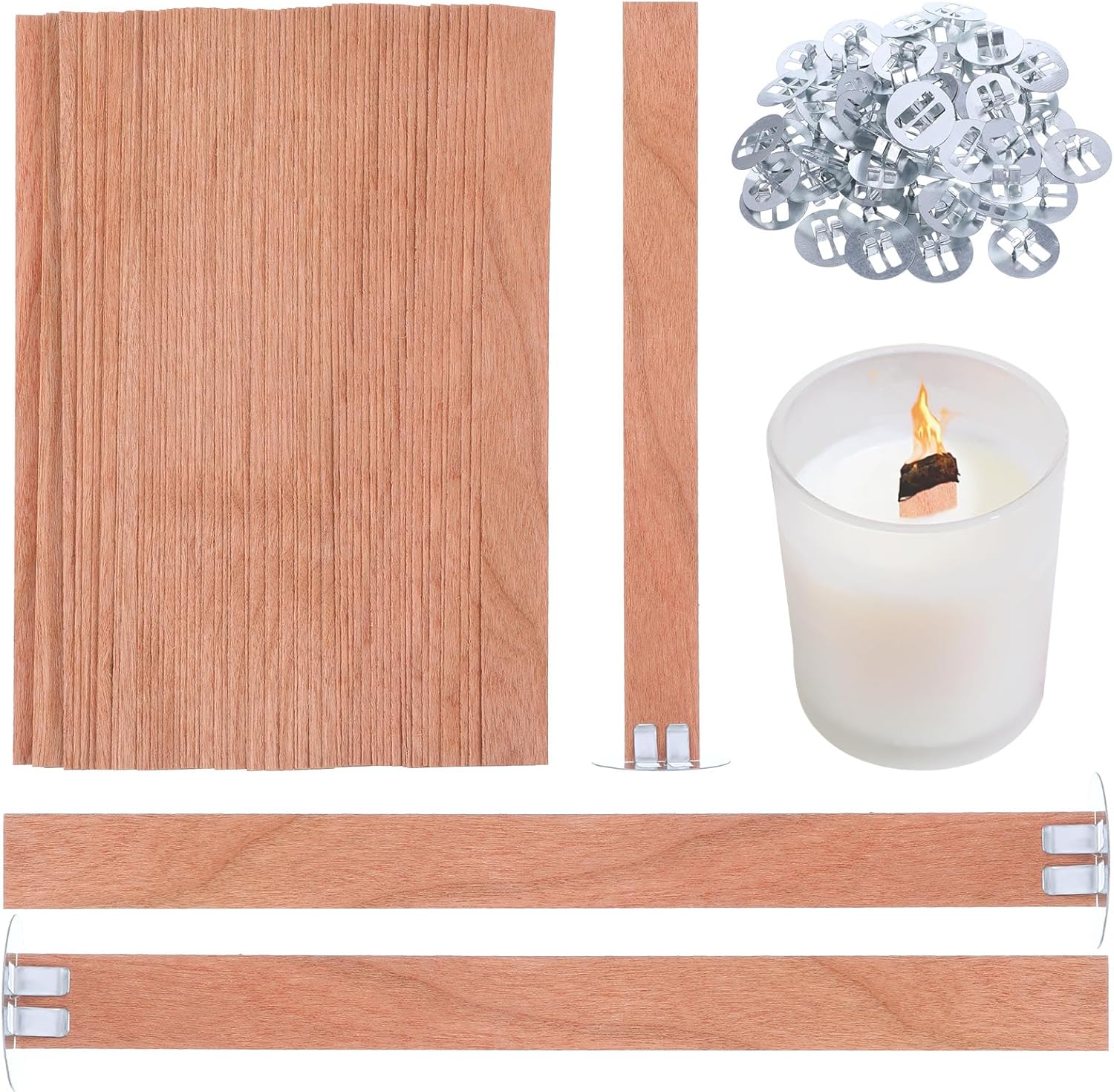 60Pcs Wood Wicks for Candles M - đánh giá và giá Candle Making Glass